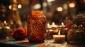 Candles in Mexican Catholic Altar Colorful Background Selective Focus