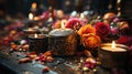 Candles in Mexican Catholic Altar Colorful Background Selective Focus