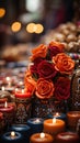 Candles in Mexican Catholic Altar Colorful Background Selective Focus