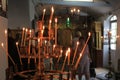 Candles in the monastery of St. George in Pomorie, Bulgaria