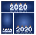 2020 candles New Year celebration set of banners for shops and social media. Happy New Year 2020 vector social media and