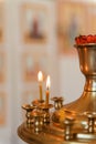 Candles in an Orthodox church on a light