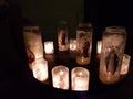 Candles of request and promises to the saints Royalty Free Stock Photo