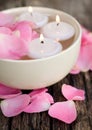 Candles and rose leaves Royalty Free Stock Photo