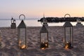 Candles in the sand Royalty Free Stock Photo