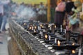 Candles in the Shwedagon pagoda, Yangon, Myanmar Royalty Free Stock Photo