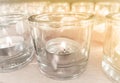 Candles in small little glasses during the vigil ceremony and prayer