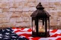 Candles soft light against american national flag Independence Day patriot day Royalty Free Stock Photo