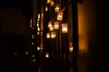 Window decorated with candles in the night of the candles, Pedraza, Segovia, Spain