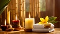 Candles, towel, flower spa salon studio treatment care therapy relaxation Royalty Free Stock Photo