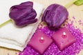 Candles, towel, salt Royalty Free Stock Photo