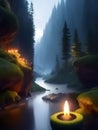 Candles trickling in the forest