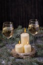 Candles and two glasses wine Royalty Free Stock Photo