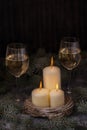 Candles and two glasses wine Royalty Free Stock Photo