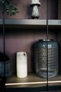 candles, vase, candlesticks on the shelf