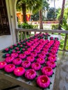 Candles in Wat Chayamangkalaram, interior Royalty Free Stock Photo