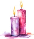 Candles Watercolor Clipart.