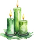 Candles Watercolor Clipart.