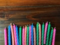 Candles on the wooden table, candles for your party.