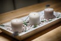 Candles on wooden table normal- rest and relaxation