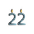 candles for 22 years colored icon. Element of birthday icon for mobile concept and web apps. Color candles for 22 years icon can b