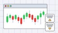 Candlestick chart in browser with alerts Royalty Free Stock Photo