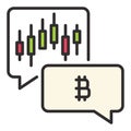 Candlestick Chart with BTC sign vector Bitcoin Investment colored icon or sign Royalty Free Stock Photo