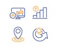 Candlestick chart, Graph chart and Location icons set. Share idea sign. Vector Royalty Free Stock Photo