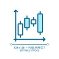 Candlestick chart light blue icon