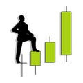 Candlestick Chart Man Uptrend Royalty Free Stock Photo