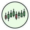 Candlestick Chart vector Crypto Trading circle shaped colored icon or symbol Royalty Free Stock Photo
