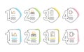 Candlestick graph, Typewriter and Report document icons set. Strategy sign. Vector