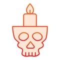 Candlestick in head flat icon. Candle in scary scull. Halloween party vector design concept, gradient style pictogram on Royalty Free Stock Photo