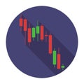 Candlestick icon chart down trend of stock chart, graphical analysis of financial markets. Graph of Japanese Candlestic