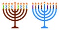 Candlestick with Menorah candle. Jewish holiday of Hanukkah. Holiday elements. Cartoon vector