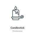 Candlestick outline vector icon. Thin line black candlestick icon, flat vector simple element illustration from editable