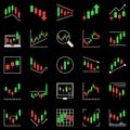 Candlestick Pattern or Chart icons set. Crypto Investment and Margin Trading vector creative symbols Royalty Free Stock Photo