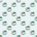 Candlestick Pattern on Computer Screen vector online trading colored seamless pattern Royalty Free Stock Photo