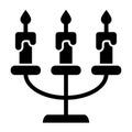 Candlestick solid icon. Candelabrum vector illustration isolated on white. Candles glyph style design, designed for web
