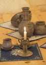 Candlestick on the table Royalty Free Stock Photo