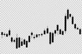 Candlestick trading graph isolated on png or transparent background, investing stocks market,buy and sell sign candlestick,