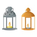 Candlestick vector candle lantern vintage candlelight lantern decoration and old candelabrum holder illustration set of