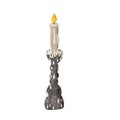 Candlestick with wax burning candle isolated on white background. Hand drawing. Magic equipment. Halloween concept. Witchcraft