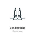 Candlesticks outline vector icon. Thin line black candlesticks icon, flat vector simple element illustration from editable