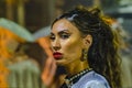 Candombe vedette dancer at calls parade, montevideo, carnival Royalty Free Stock Photo