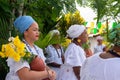 Candomble members gathered in traditional clothes for the religious festival