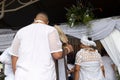 Candomble members are seen during a religious demonstration