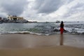 Candomble people are seen throwing flowers into the sea in honor of Iemanja