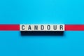 Candour - word concept on cubes Royalty Free Stock Photo