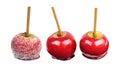 Candy apple coated with granulated sugar isolated on white background.